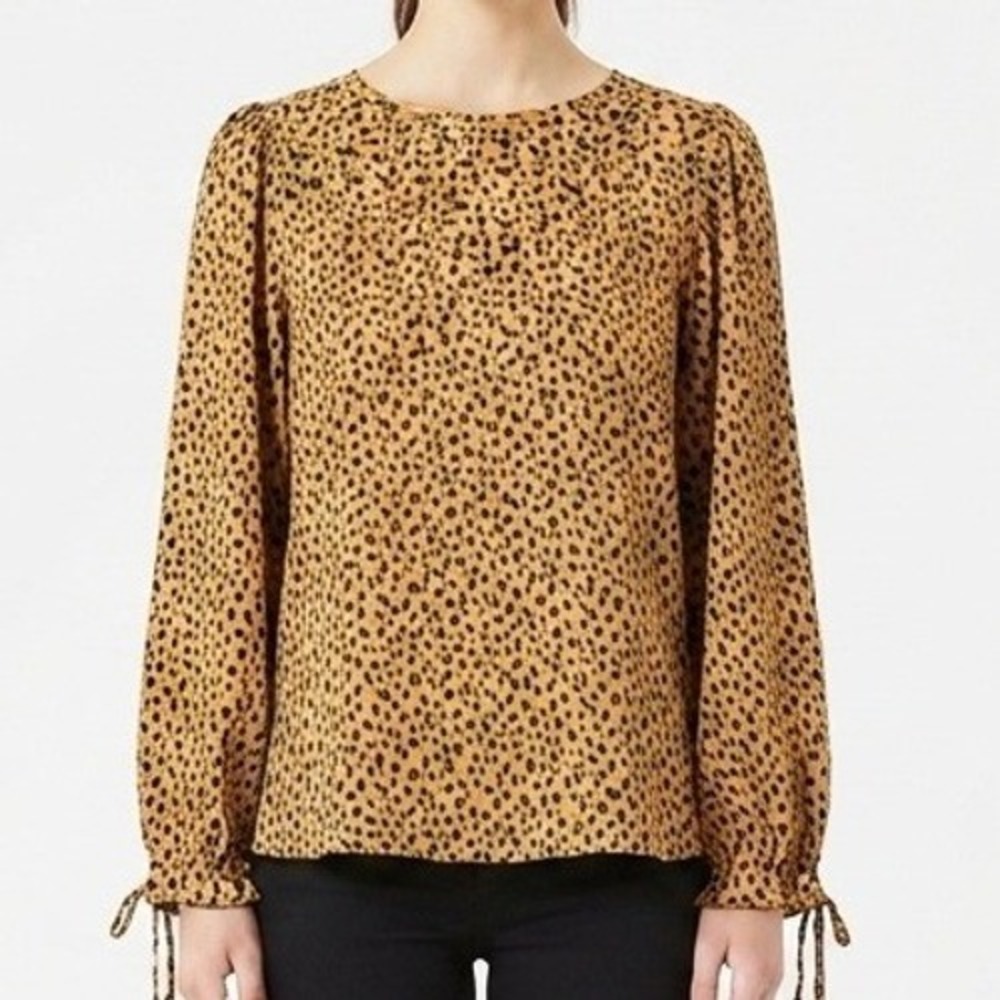 Michelle McDowell Sawyer Top Womens Size Medium Tan Leopard Print Blouse NWT